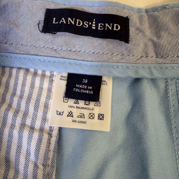 Men’s Lands End Sze 38 Light Blue Traditional Pleated Cotton Dress Shorts Preppy - Picture 3 of 7